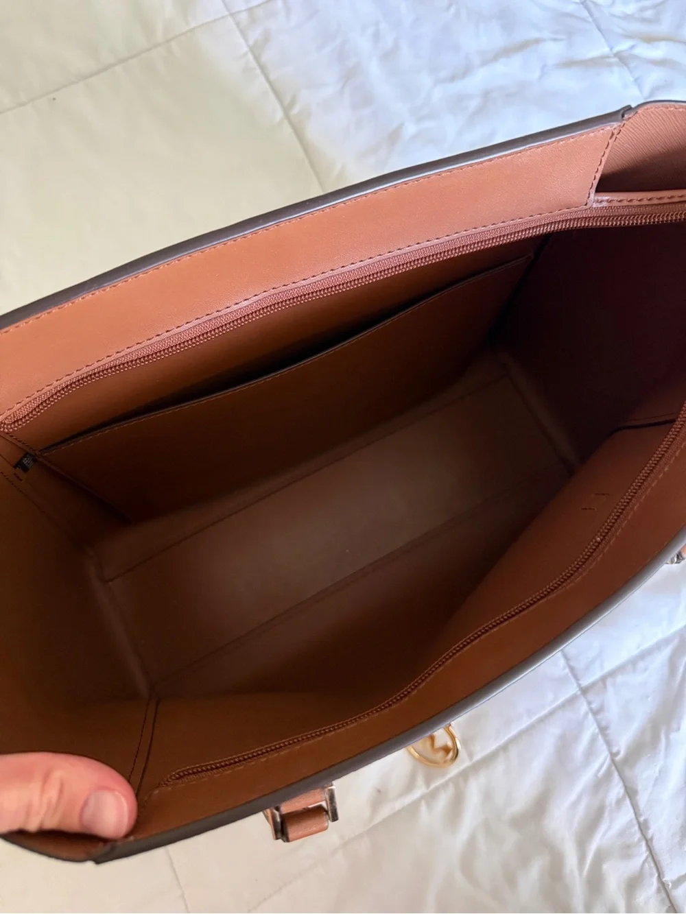 Michael Kors Brown Signature Logo Tote with Tan Trim